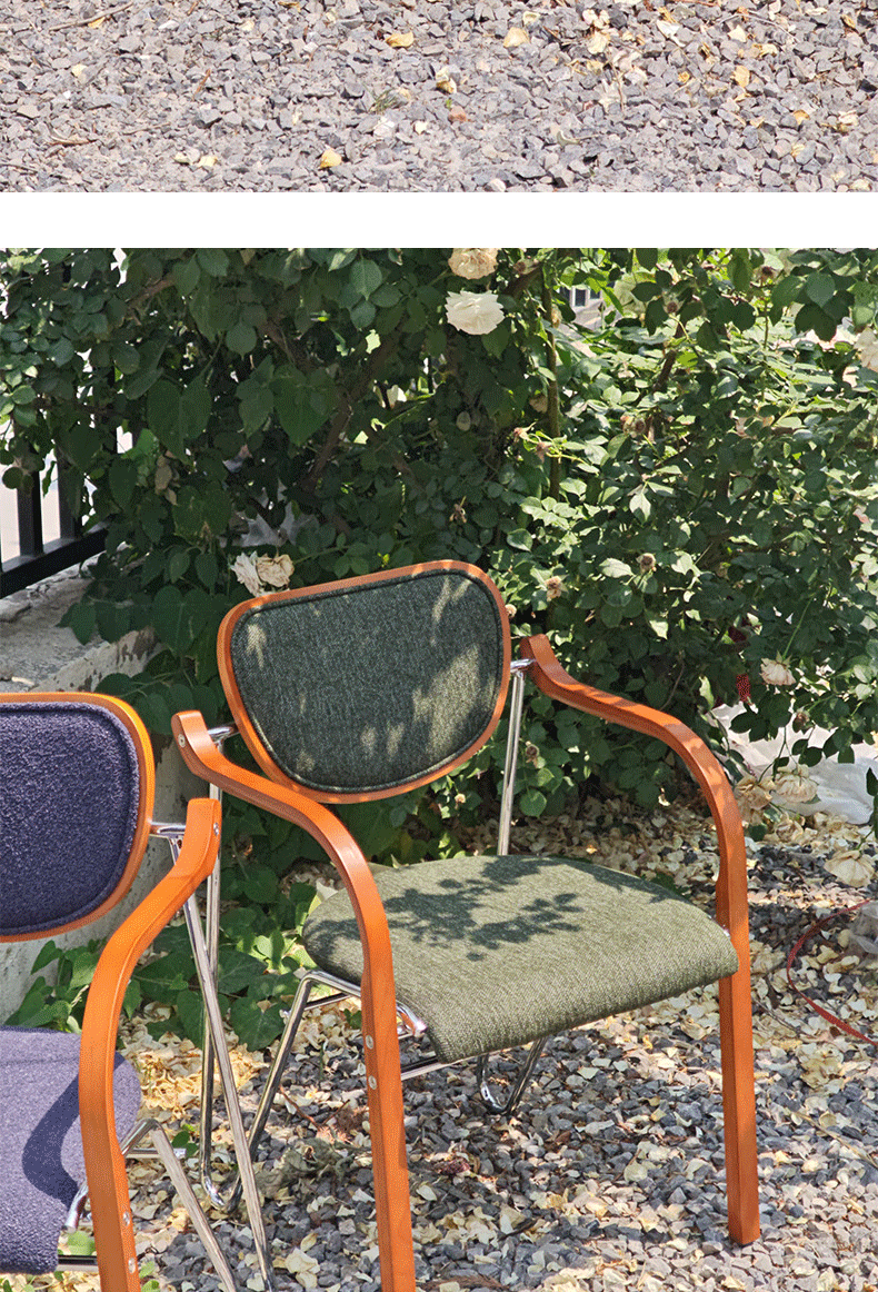Nordic Light Luxury High-End Home Designer Chair with Solid Wood Armrests, Soft Cushion, Simple Casual Backrest Stool
