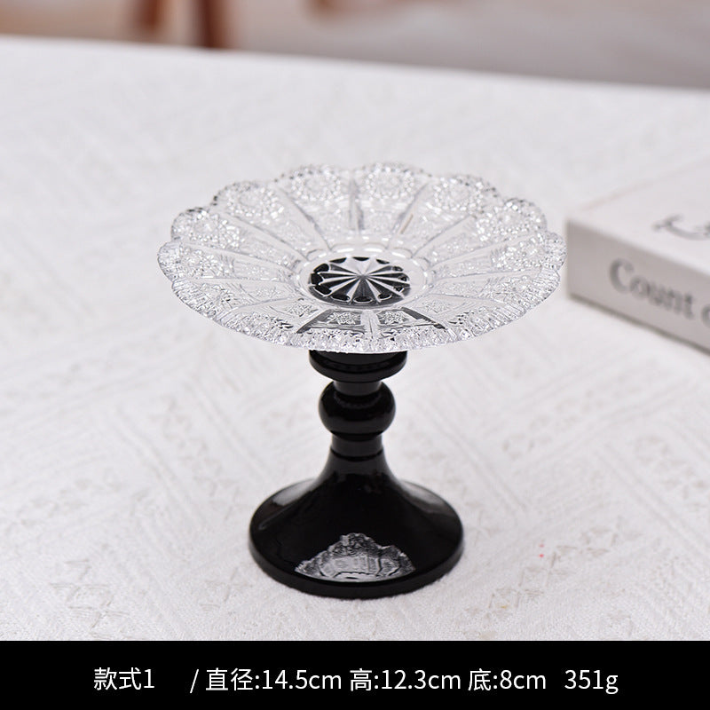 Christmas Vintage Relief Tall Crystal Glass Candle Holder Home Candle Stand Base Romantic Candlelight Dinner Photo