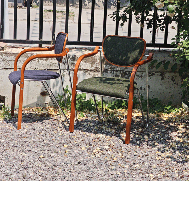 Nordic Light Luxury High-End Home Designer Chair with Solid Wood Armrests, Soft Cushion, Simple Casual Backrest Stool