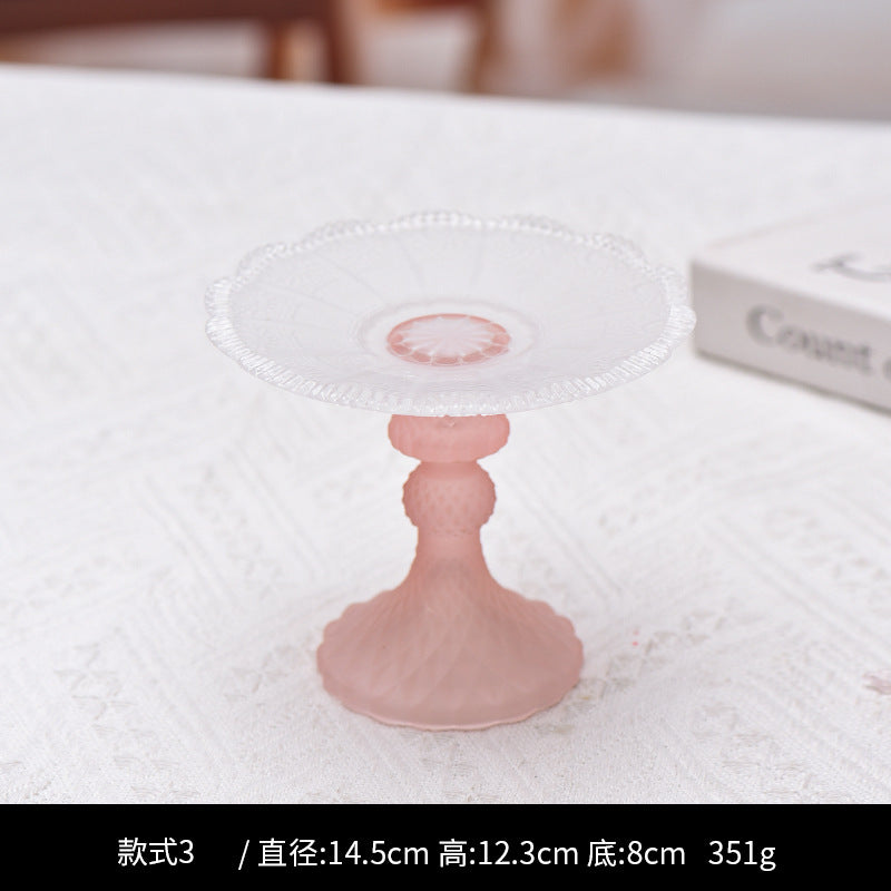 Christmas Vintage Relief Tall Crystal Glass Candle Holder Home Candle Stand Base Romantic Candlelight Dinner Photo
