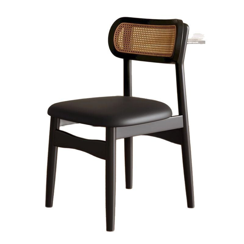 Solid Wood Dining Chair Home Nordic Vintage Style Rattan Chair with Backrest Dining Room Dining Table Chair Stool Leisure Chair