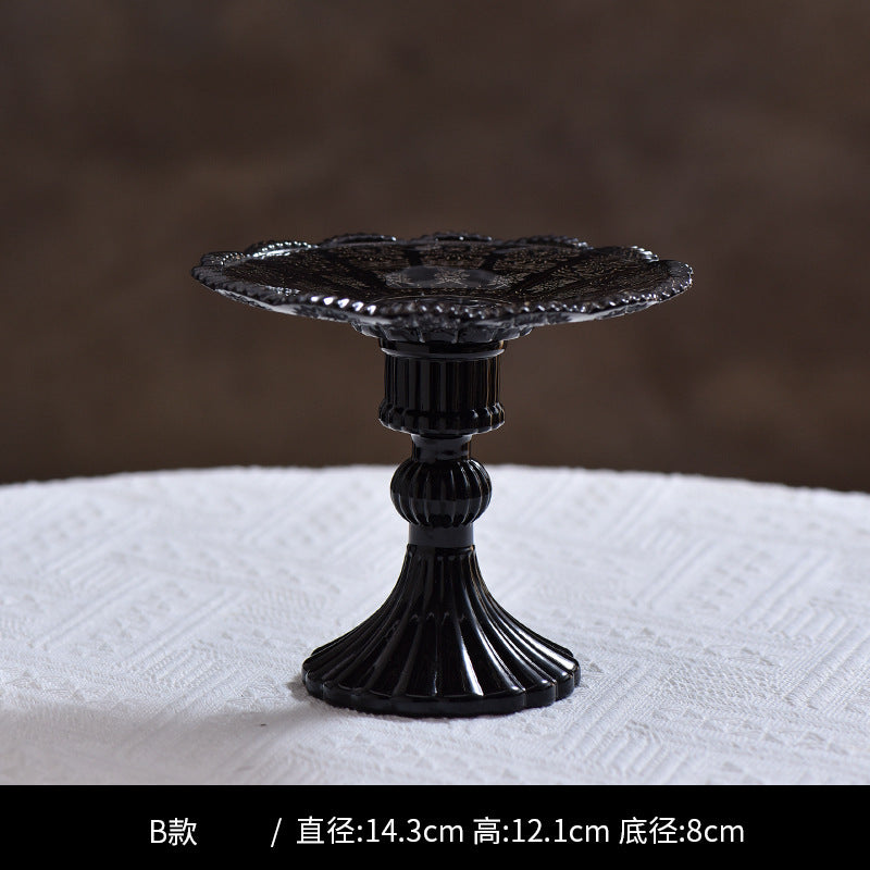 Christmas Vintage Relief Tall Crystal Glass Candle Holder Home Candle Stand Base Romantic Candlelight Dinner Photo