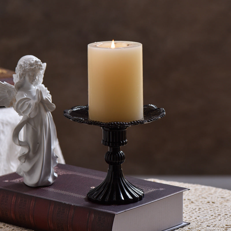 Christmas Vintage Relief Tall Crystal Glass Candle Holder Home Candle Stand Base Romantic Candlelight Dinner Photo