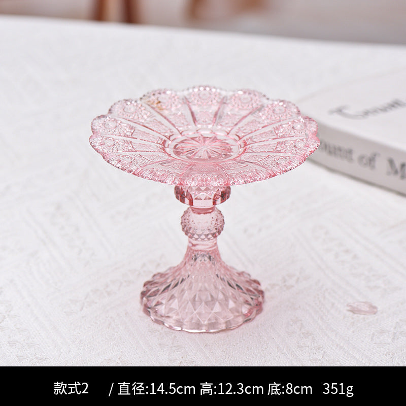 Christmas Vintage Relief Tall Crystal Glass Candle Holder Home Candle Stand Base Romantic Candlelight Dinner Photo